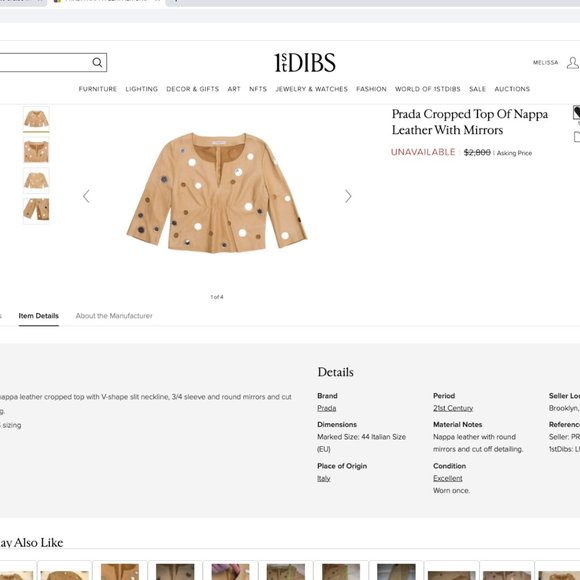 PRADA NAPPA LEATHER CROP TOP BLOUSE EU SIZE 42 *RIPPED* FITS LIKE A US Size 4 - Picture 13 of 13